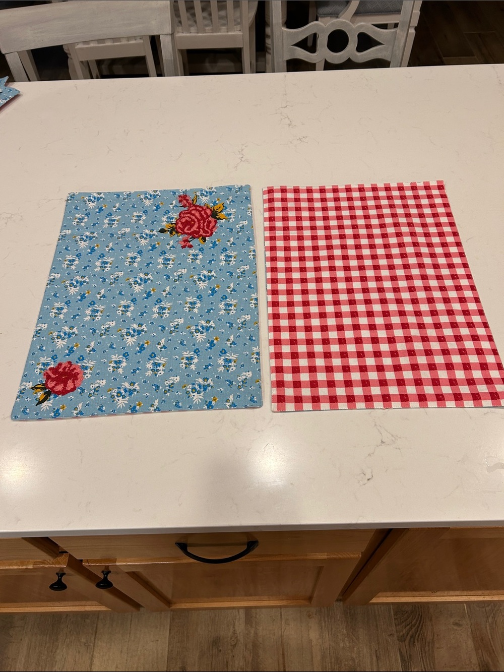 The Pioneer Woman Blue Floral and Red Gingham Reversible Placemat Set
